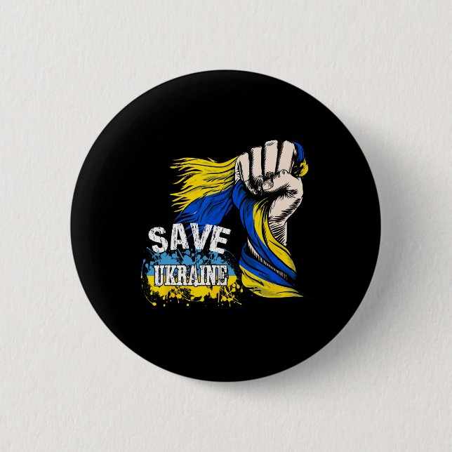 Save Ukraine We Stand With Ukraine Support Ukraine 2 Inch Round Button (Front)