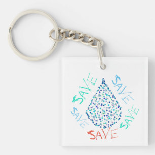 Save Water Drop Droplet Funky Keychain