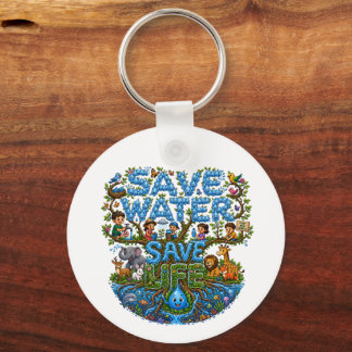 Save Water Save Life Environmental Conservation Keychain