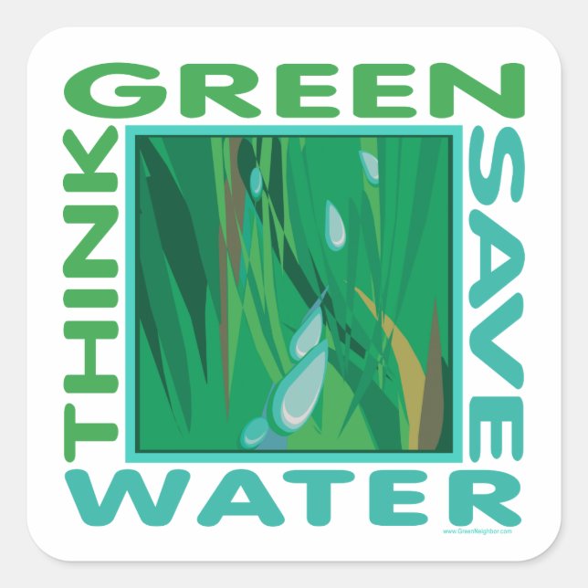 Save Water Square Sticker (Front)