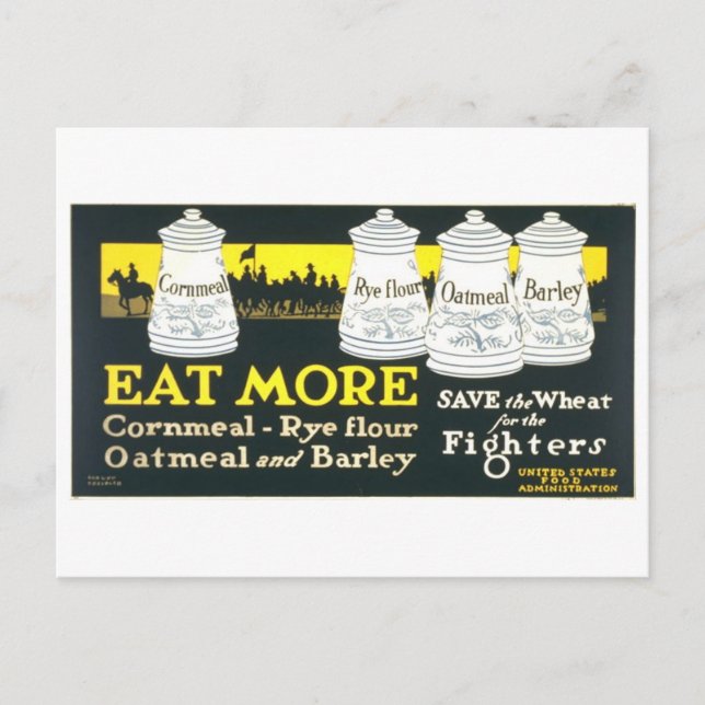 "Save Wheat for Fighters" Vintage Wartime Postcard (Front)