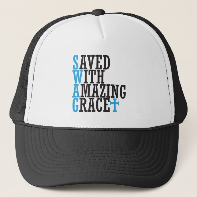 Save With Amazing Grace SWAG Christian Cross Hat (Front)