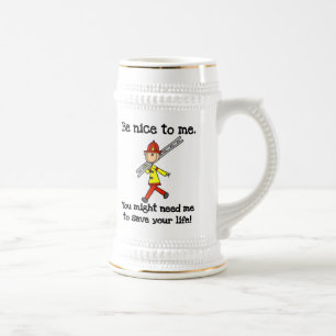 Save Your Life Firefighter Tshirts and Gifts Beer Stein