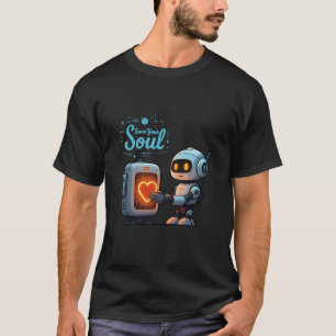 Save Your Soul Cute Robot Holding Heart – Futurist T-Shirt