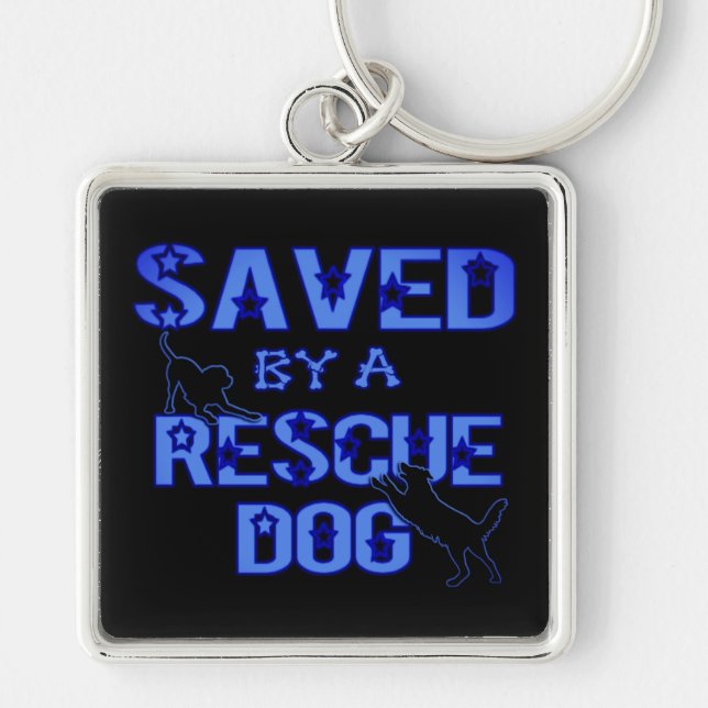 Saved By A Rescue Dog Blue Logo Key Chain (Front)