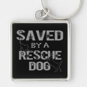 Saved By A Rescue Dog Silver Logo Key Chain