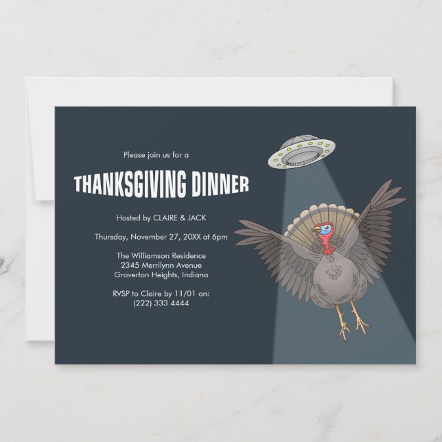 Saved by Aliens before Thanksgiving Dinner Invitation (Front)