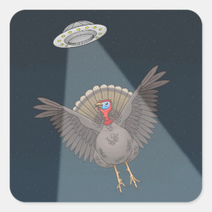 Saved By Aliens Before Thanksgiving Dinner Square Sticker