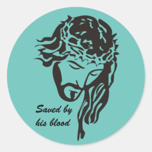 Saved By Blood Jesus Crown of Thorns  Classic Round Sticker