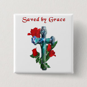 Saved By Grace 2 Inch Square Button