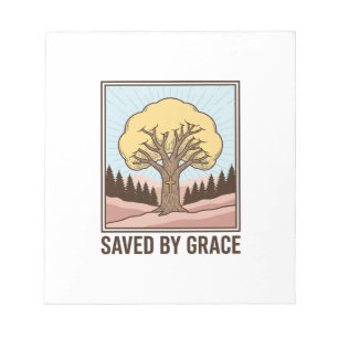 Saved by Grace Christian Tree Vintage Shirt Design Notepad
