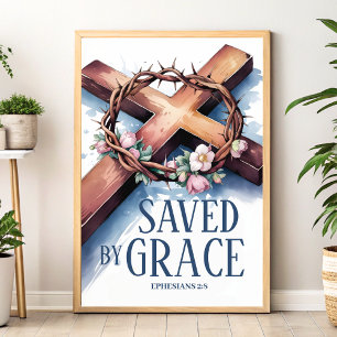 Saved By Grace Christian Wall Art Print