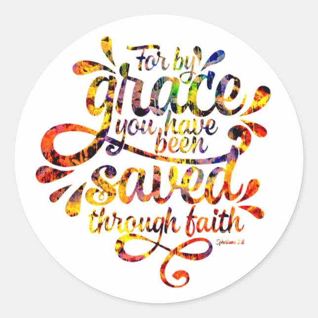 Saved by Grace Classic Round Sticker (Front)
