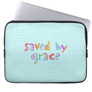 Saved By Grace Cute Christian Artsy Polkadots Laptop Sleeve