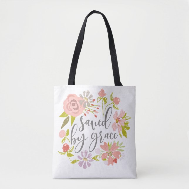 Saved By Grace - Ephesians 2:8 Tote Bag (Front)