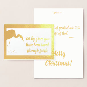Saved by Grace Ephesians Egret Christmas Foil Card