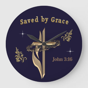Saved by Grace  Large Clock