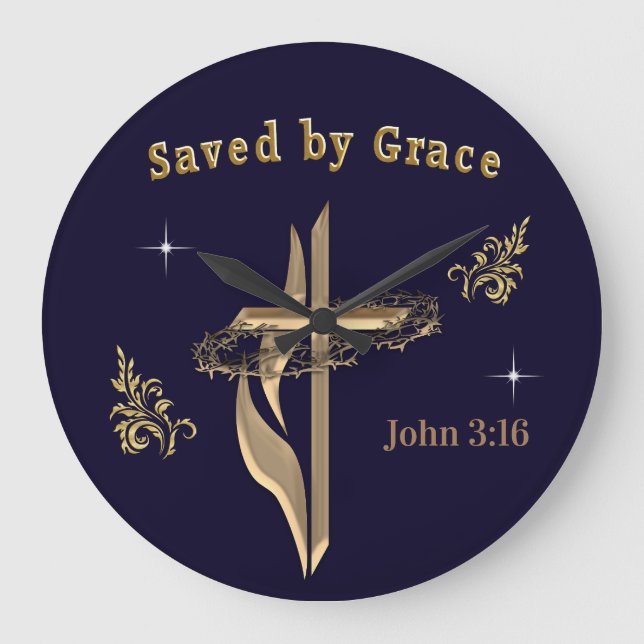 Saved by Grace  Large Clock (Front)