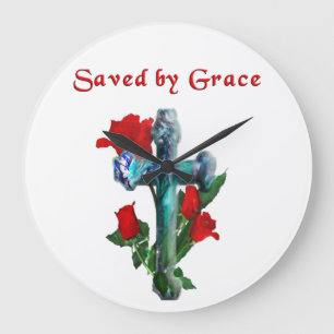 Saved by Grace Large Clock