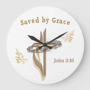 Saved by Grace  Large Clock