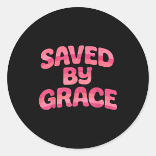 Saved By Grace Retro 70s Vintage Style Christian F Classic Round Sticker
