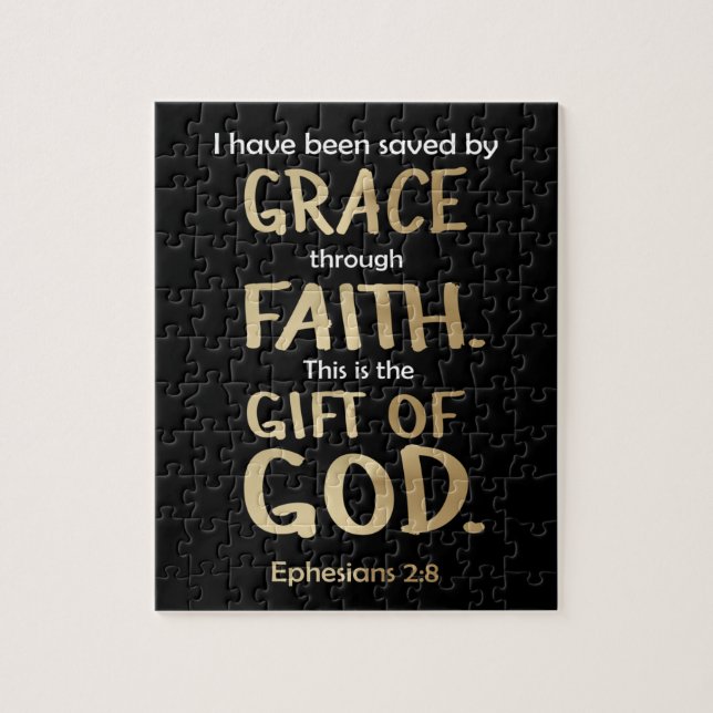 Saved By Grace Through Faith Gold Ephesians 2:8  Jigsaw Puzzle (Vertical)