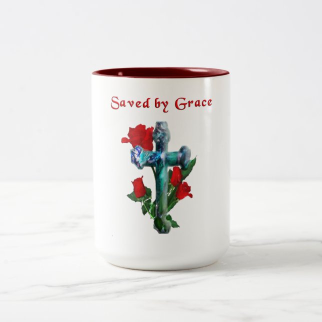 Saved By Grace Two-Tone Coffee Mug (Center)
