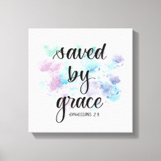 Saved by grace | watercolor background canvas print