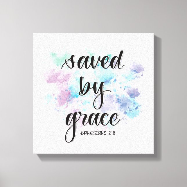 Saved by grace | watercolor background  canvas print (Front)