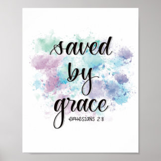 Saved by grace | watercolor background poster