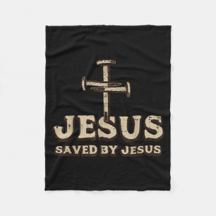 Saved By Jesus Cross Christian Religious God Jesus Fleece Blanket