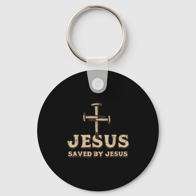 Saved By Jesus Cross Christian Religious God Jesus Keychain (Front)