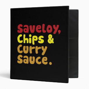Saveloy, Chips & Curry Sauce. Binder