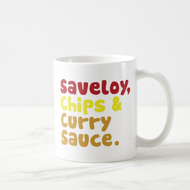 Saveloy, Chips & Curry Sauce. Coffee Mug (Right)