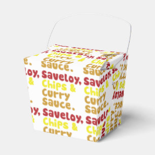 Saveloy, Chips & Curry Sauce. Favor Box