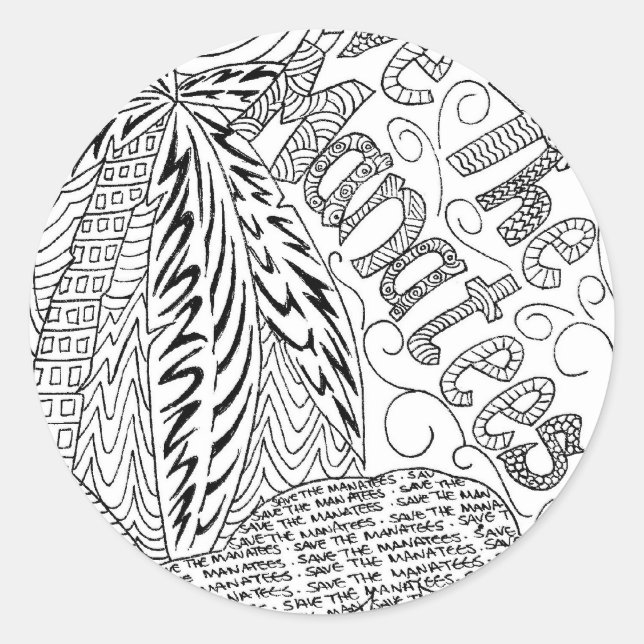 savethemanateezen1.jpg classic round sticker (Front)