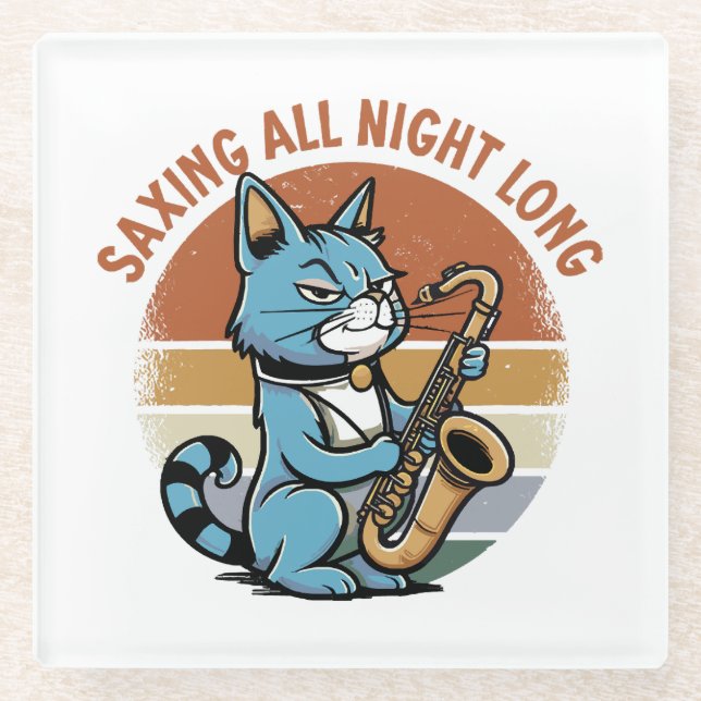 Saving All Night Long - For Saxophone players Glass Coaster (Front)