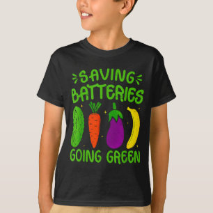 Saving Batteries Going Green Funny Inappropriate H T-Shirt