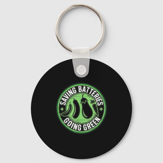 Saving Batteries Going Green Inappropriate Embarri Keychain (Front)