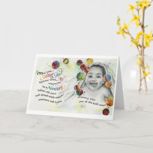 Saving God/Newborn, Folded Greeting Card, 5"x7" Card (Yellow Flower)
