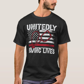 Saving Lives Firefighter Wife Nurse Fire Wife Nurs T-Shirt