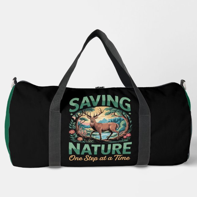 Saving Nature One Step at a Time Duffle Bag (Front)