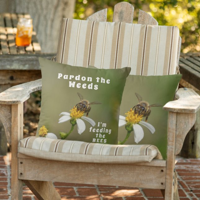 Saving the Bees Beautiful Botanical Outdoor Pillow (Creator Uploaded)