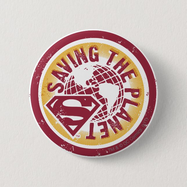 Saving the planet red circle 2 inch round button (Front)
