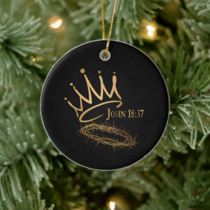 SAVIOR KING Elegant Black/Gold Christmas Ceramic Ornament