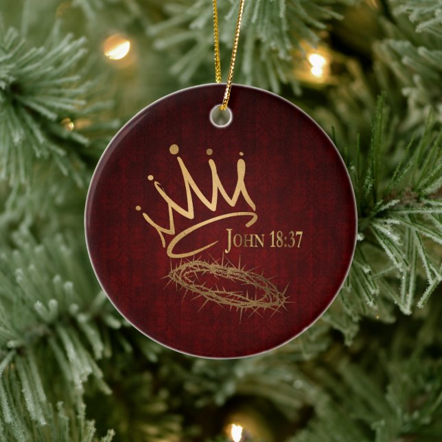 SAVIOR KING Elegant Mahogany Red/Gold Christmas  Ceramic Ornament (Tree)