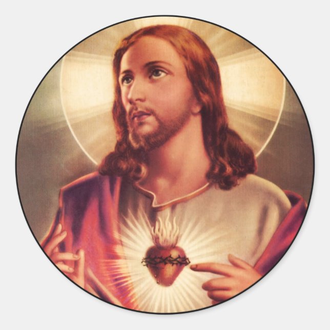 Saviour Eyes Raised Toward Heaven Classic Round Sticker (Front)