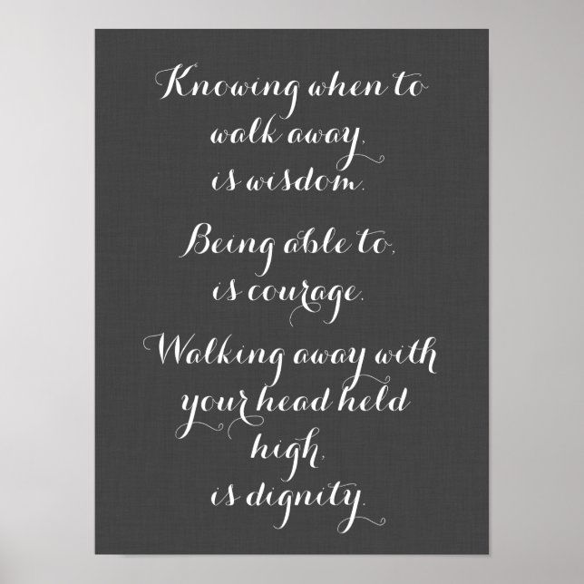 Savoir Quand Partir Est Une Affiche De Sagesse (Devant)