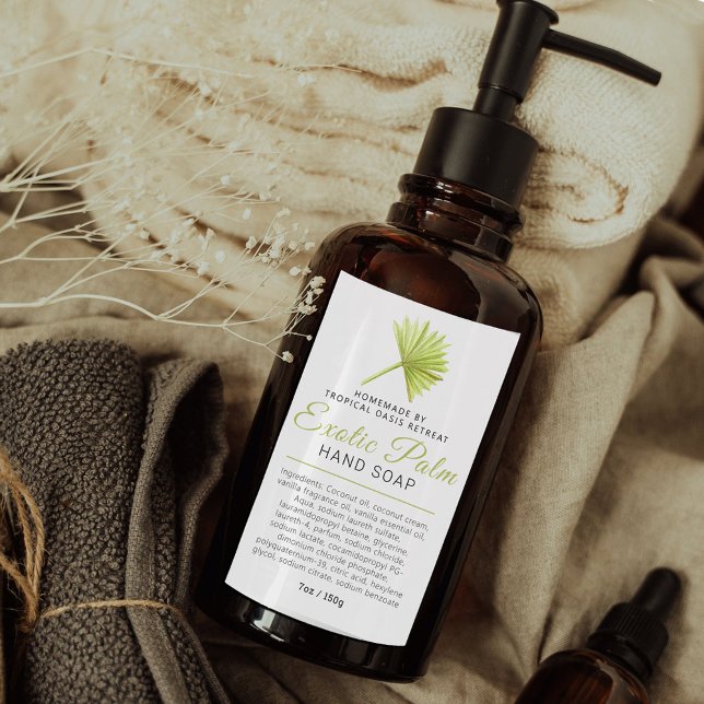 Savon de beauté étiquette palme tropicale logo ou  (Créateur téléchargé)