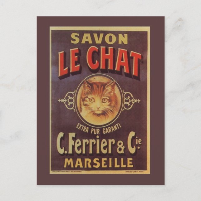 Savon Le Chat Fine Vintage French Soap Postcard (Front)
